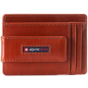 Alpine Swiss Mens RFID Safe Slim Magnetic Money Clip Leather Front Pocket Wallet